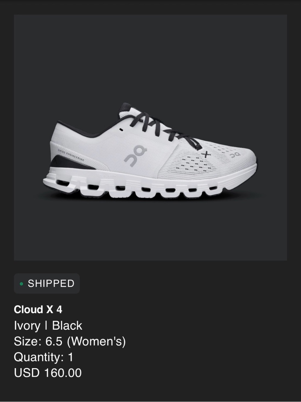 On Running Cloud X 4 Ivory and Black Sneakers